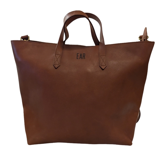 Madewell Large Leather Zip Top Transport Crossbody Purse Satchel Light Brown - Picture 3 of 15